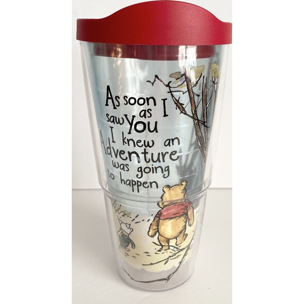 Tervis Disney Winnie The Pooh Piglet Adventure 24 oz Tumbler Cup Red Lid 2017‎